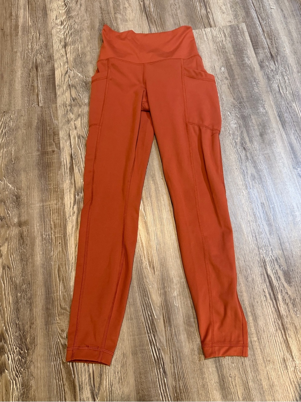 Yogalicious Lux High-Waist Pocket Leggings - Rust Orange size xs